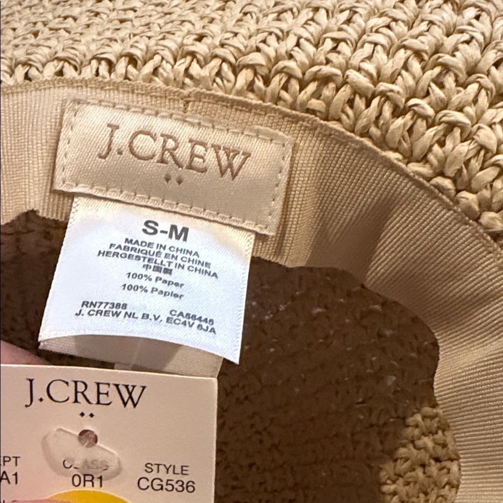 J. Crew Factory Tan crochet Straw Sun Hat - Picture 3 of 4